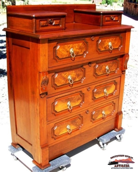 1880's Walnut Eastlake Style Dresser with Hankie Drawers Southwest Spirit Antiques & Certified Appraisals 1880's Walnut Eastlake Style Dresser with Hankie Drawers Southwest Spirit Antiques & Certified Appraisals