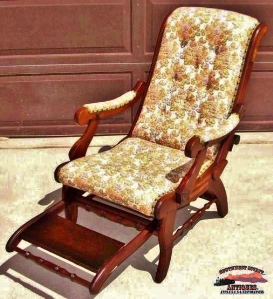 1880's Walnut Sleepy Hollow Reclining Chair with Foot Rest