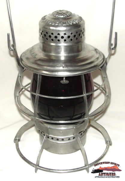 Colorado Midland Railroad Handlan-Buck Mfg. Co. Double Wire Guar Lantern w/UM Red Ext. Base Globe RAILROADIANA