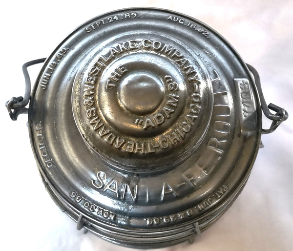 1892 Santa Fe Route A&W Lantern w/Clear Cast Tall Ext. Base Corning Globe