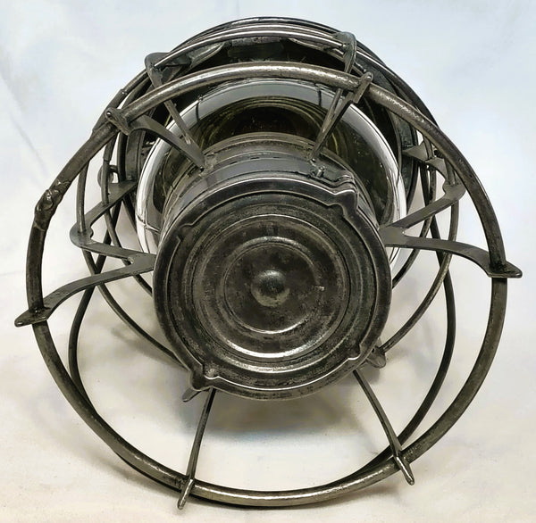 1892 Santa Fe Route A&W Lantern w/Clear Cast Tall Ext. Base Corning Globe
