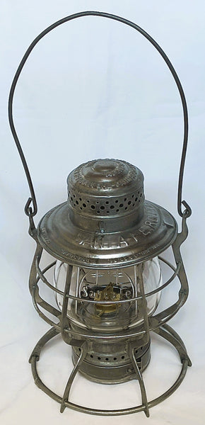 1892 Santa Fe Route A&W Lantern w/Clear Cast Tall Ext. Base Corning Globe