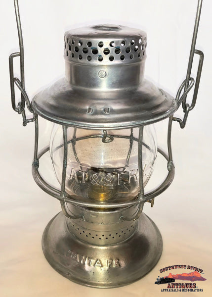 AT&SFRy - Santa Fe Railway 1913 A&W BB Lantern with AT&SFRy Cnx Cast Globe - RAILROADIANA