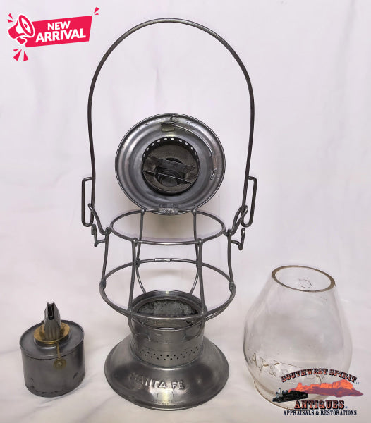 AT&SFRy - Santa Fe Railway 1913 A&W BB Lantern with AT&SFRy Cnx Cast Globe - RAILROADIANA