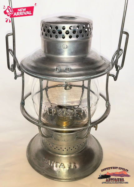 AT&SFRy - Santa Fe Railway 1913 A&W BB Lantern with AT&SFRy Cnx Cast Globe - RAILROADIANA