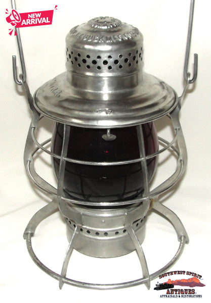 Colorado Midland Railroad Handlan-Buck Mfg. Co. Double Wire Guar Lantern w/UM Red Ext. Base Globe RAILROADIANA