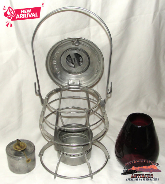 Colorado Midland Railroad Handlan-Buck Mfg. Co. Double Wire Guar Lantern w/UM Red Ext. Base Globe RAILROADIANA