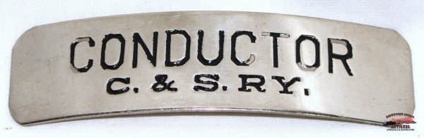 C&Sry - Colorado & Southern Railway Conductor Rectangular Nickel Hat Badge Railroadiana