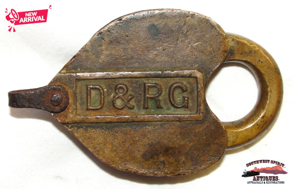 D&RGRR - Denver & Rio Grande Railroad Brass Cast Heart Shaped Switch Lock RAILROADIANA
