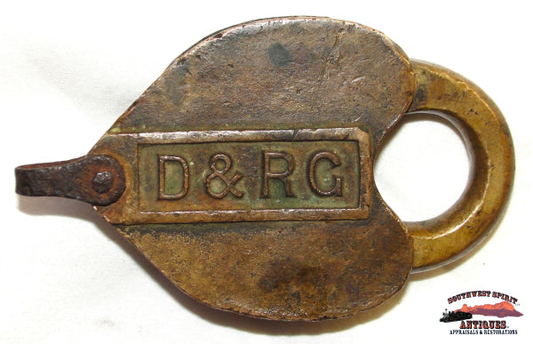 D&RGRR - Denver & Rio Grande Railroad Brass Cast Heart Shaped Switch Lock RAILROADIANA