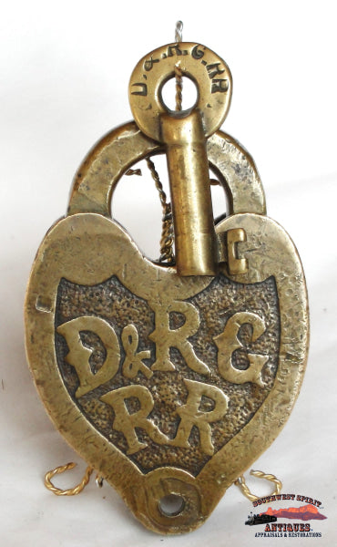 D&RGRR - Denver & Rio Grande Railroad Fancy Cast Heart Shaped Slaymaker Mfg. Lock & Key RAILROADIANA