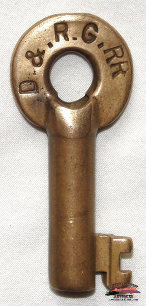 D&RGRR - Denver & Rio Grande Railroad Brass Switch Key A&W Co. RAILROADIANA