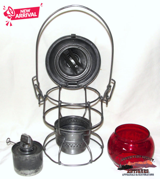 D&RGWRR - Denver & Rio Grande Western Railroad 1947 Adlake-Kero Red Etched Cnx Globe Lantern RAILROADIANA