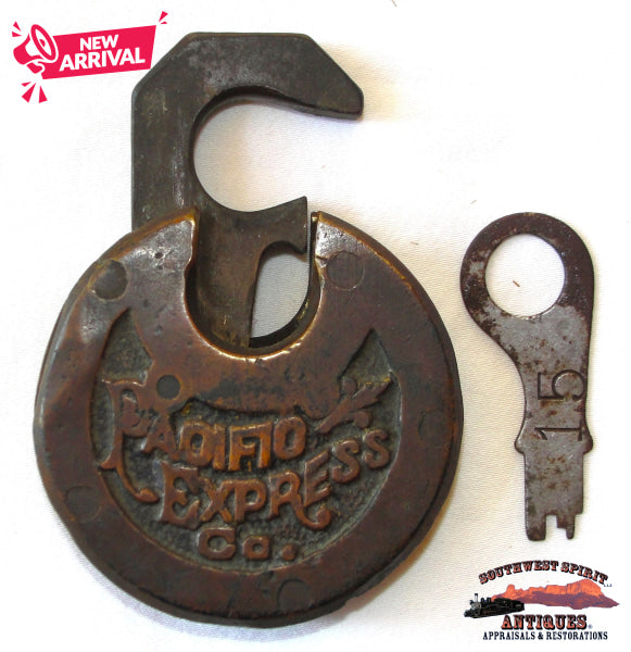 Pacific Express Co. 1902 Brass Round 6-Lever DK Miller Pancake Lock & Key RARE! RAILROADIANA
