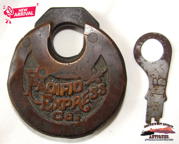 Pacific Express Co. 1902 Brass Round 6-Lever DK Miller Pancake Lock & Key RARE! RAILROADIANA