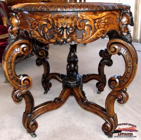 1850-60S Rosewood Alexander Roux Center Library Table Furniture