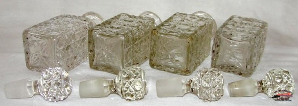 1860-70S Cut Crystal 4 Bottle Tantalus Perfume Set Glassware-China-Silver