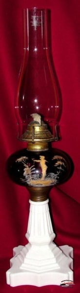 1870S-80S Atterbury Amethyst Coin Dot Oil Lamp General Store & Lighting