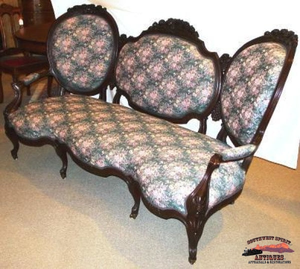 1870S Victorian Rosewood Triple Back Sofa Furniture