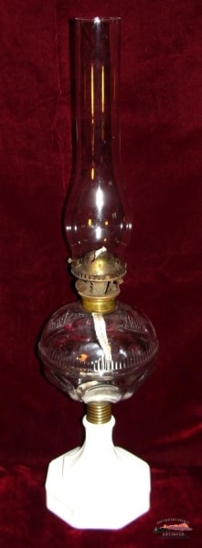 1873 Atterbury Blown Mold Oil Lamp W/ Octagon Base General Store & Lighting