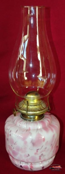 1880S Pink-Cranberry Spatter Glass Finger Lamp General Store & Lighting