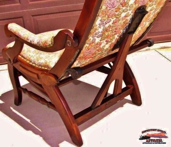 1880's Walnut Sleepy Hollow Reclining Chair with Foot Rest