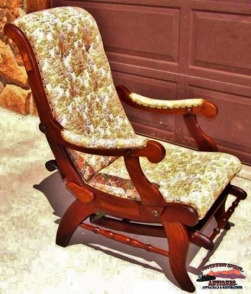 1880S Walnut Sleepy Hollow Reclining Chair W/foot Rest Furniture
