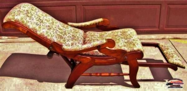 1880's Walnut Sleepy Hollow Reclining Chair with Foot Rest