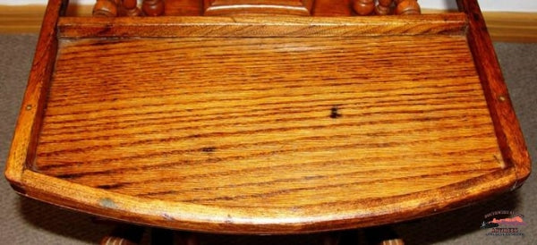 1890S Childs Oak Pressed Back High Chair-Stroller Furniture