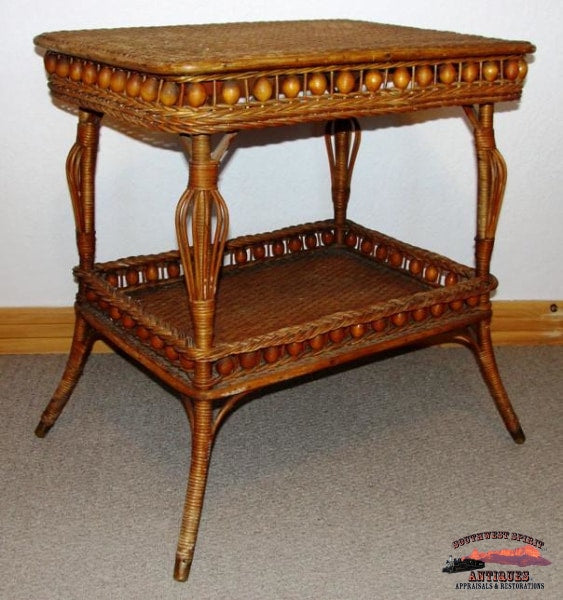 1890S Heywood & Morill Rattan Co. Wicker Table Furniture