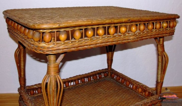 1890S Heywood & Morill Rattan Co. Wicker Table Furniture
