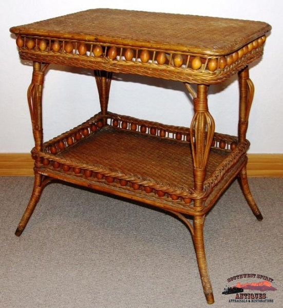 1890S Heywood & Morill Rattan Co. Wicker Table Furniture