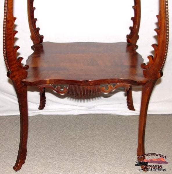 1890S Ornate Cherry Parlor Table W/ Applied Carving Furniture