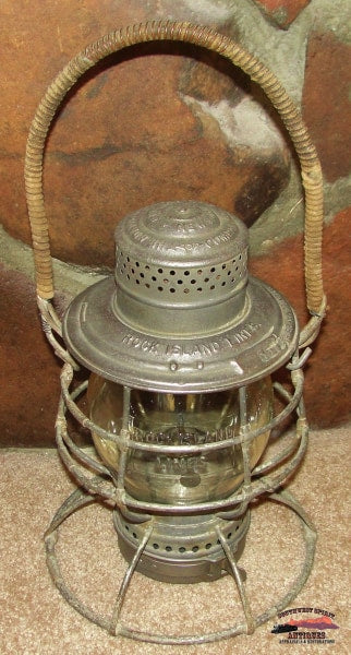 1895 Rock Island Lines A&w Twist Off Fount Lantern With Clear Cast 1902 Corning Globe Railroadiana