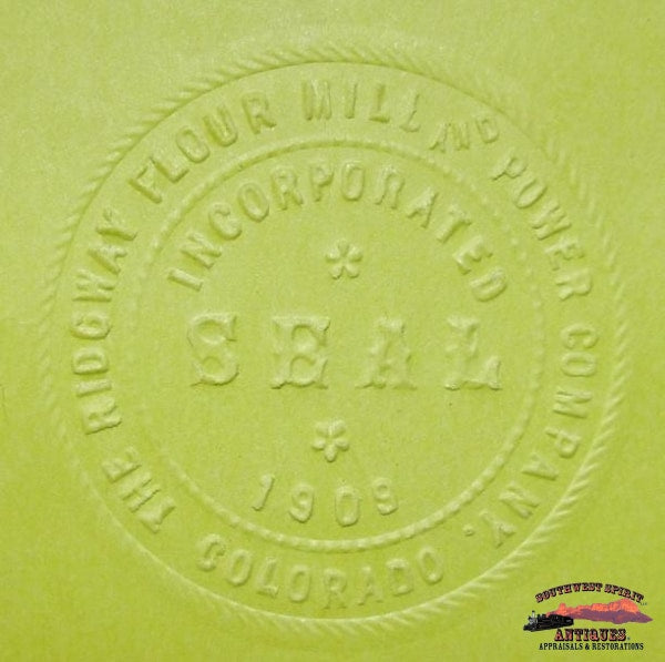 1909 Ridgway Flour Mill & Power Company Corporate Seal General Store Lighting