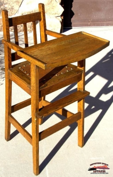 1920S Oak Mission Style High Chair Furniture