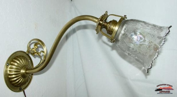 1920S Wall Lamp W/acid Etched Shade General Store & Lighting