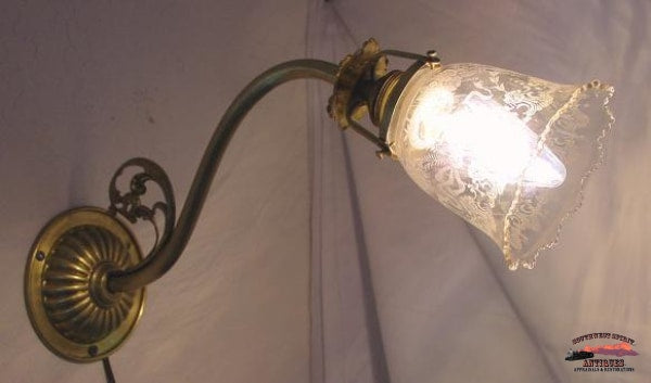 1920S Wall Lamp W/acid Etched Shade General Store & Lighting