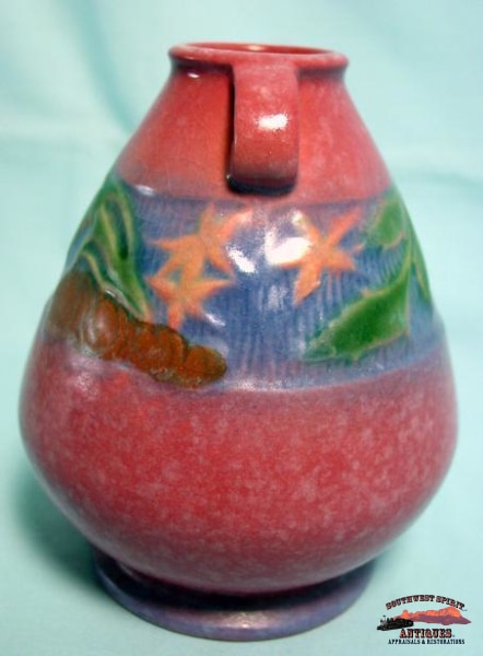 1933 Roseville Baneda Raspberry Vase Glassware-China-Silver