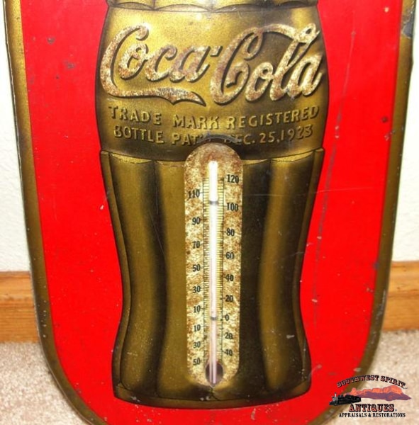 1938 Oval Coca Cola Christmas Thermometer General Store & Lighting