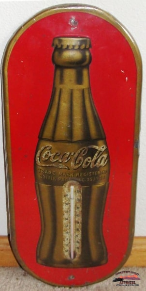 1938 Oval Coca Cola Christmas Thermometer General Store & Lighting
