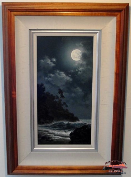 1995 Original Oil Painting Moonlit Calm By Roy Tabora Collectibles-Toys-Games