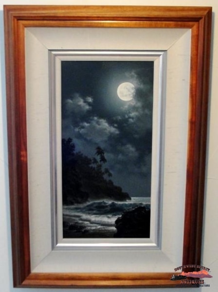 1995 Original Oil Painting Moonlit Calm By Roy Tabora Collectibles-Toys-Games