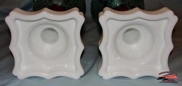 2 Matching 1870S Blue Daisy & Button Pattern Banquet Oil Lamps General Store Lighting