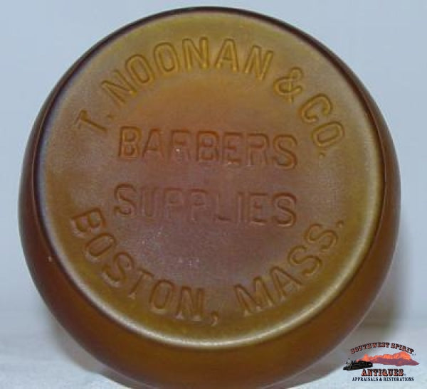 Amber Mold Blown Barber Bottle Glassware-China-Silver