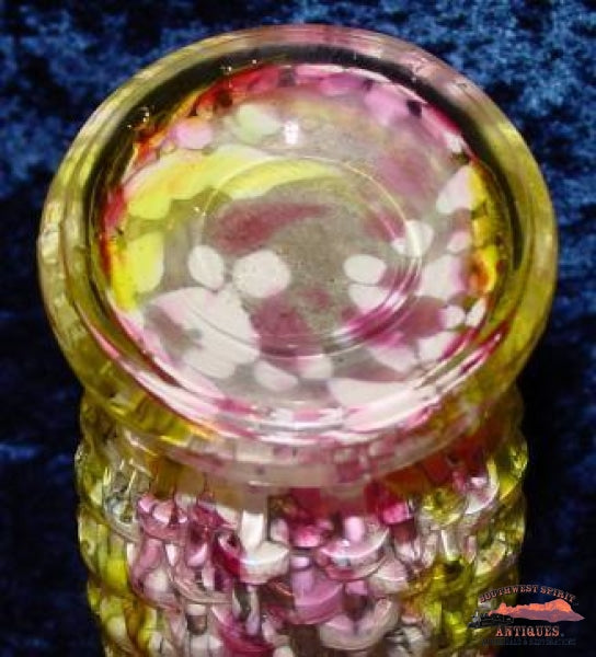 Canary Yellow & Cranberry Spatter Glass Vase Glassware-China-Silver