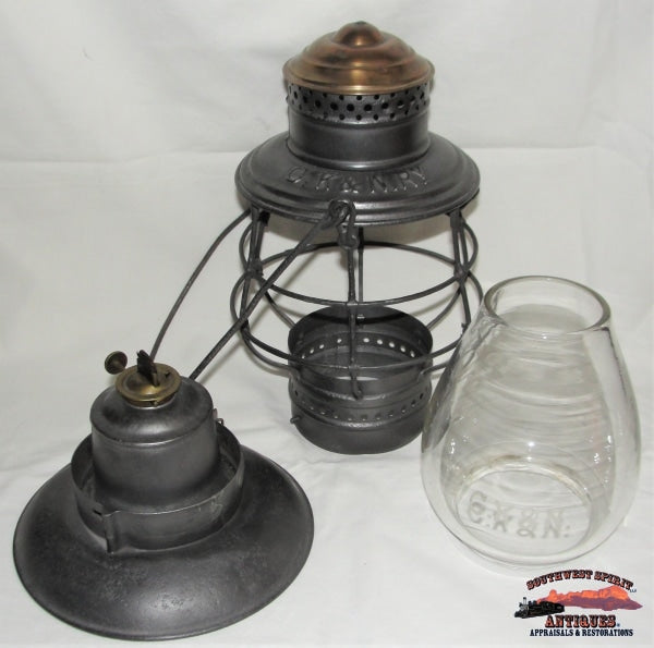 Ck&nry - Chicago Kansas & Nebraska Railway 1882 A&w Brass Top Ce Bb Lantern Railroadiana