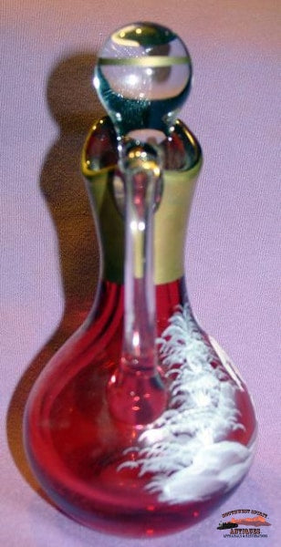 Cranberry Mary Gregory European Cruet Glassware-China-Silver
