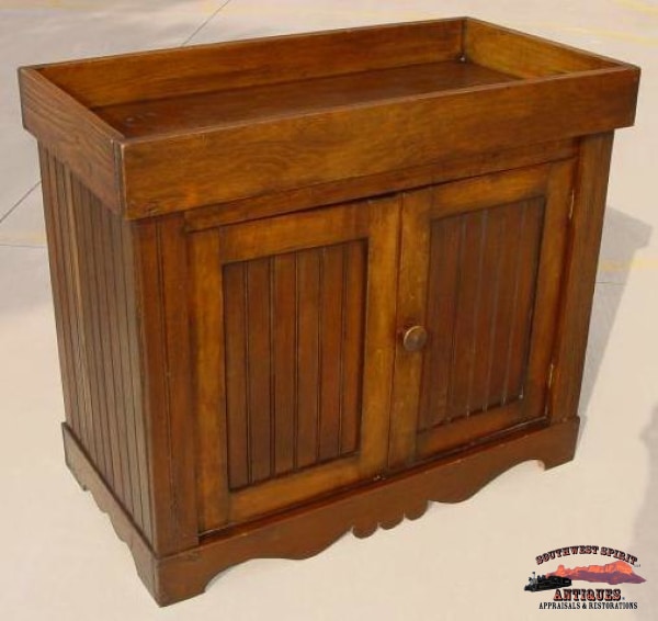Dark Pine Wainscoted Dry Sink Furniture