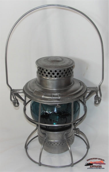 D&Rgw - Denver & Rio Grande Western Railroad Adlake-Kero 250 Green Etched Corning Globe Lantern